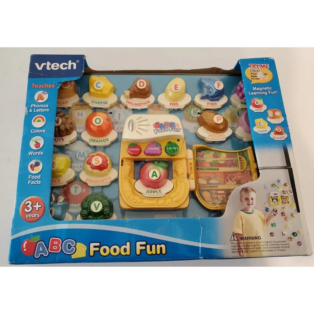 VTech ABC Food Fun Magnetic Learning Phonics & Letters Colors Words Food - New